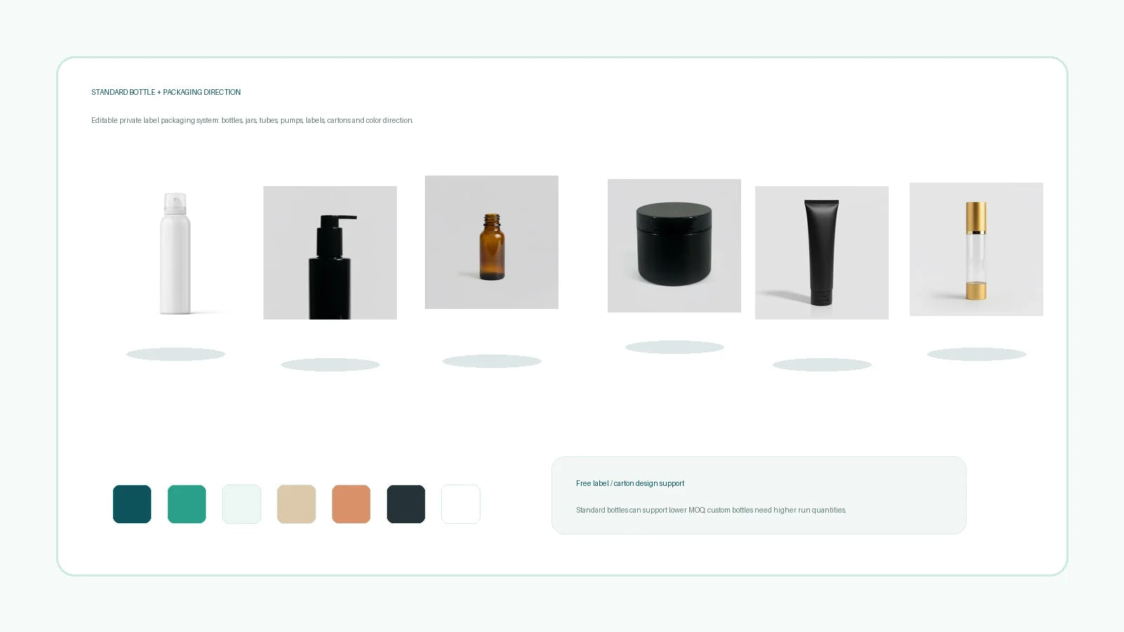 private label packaging design bottles cartons color direction