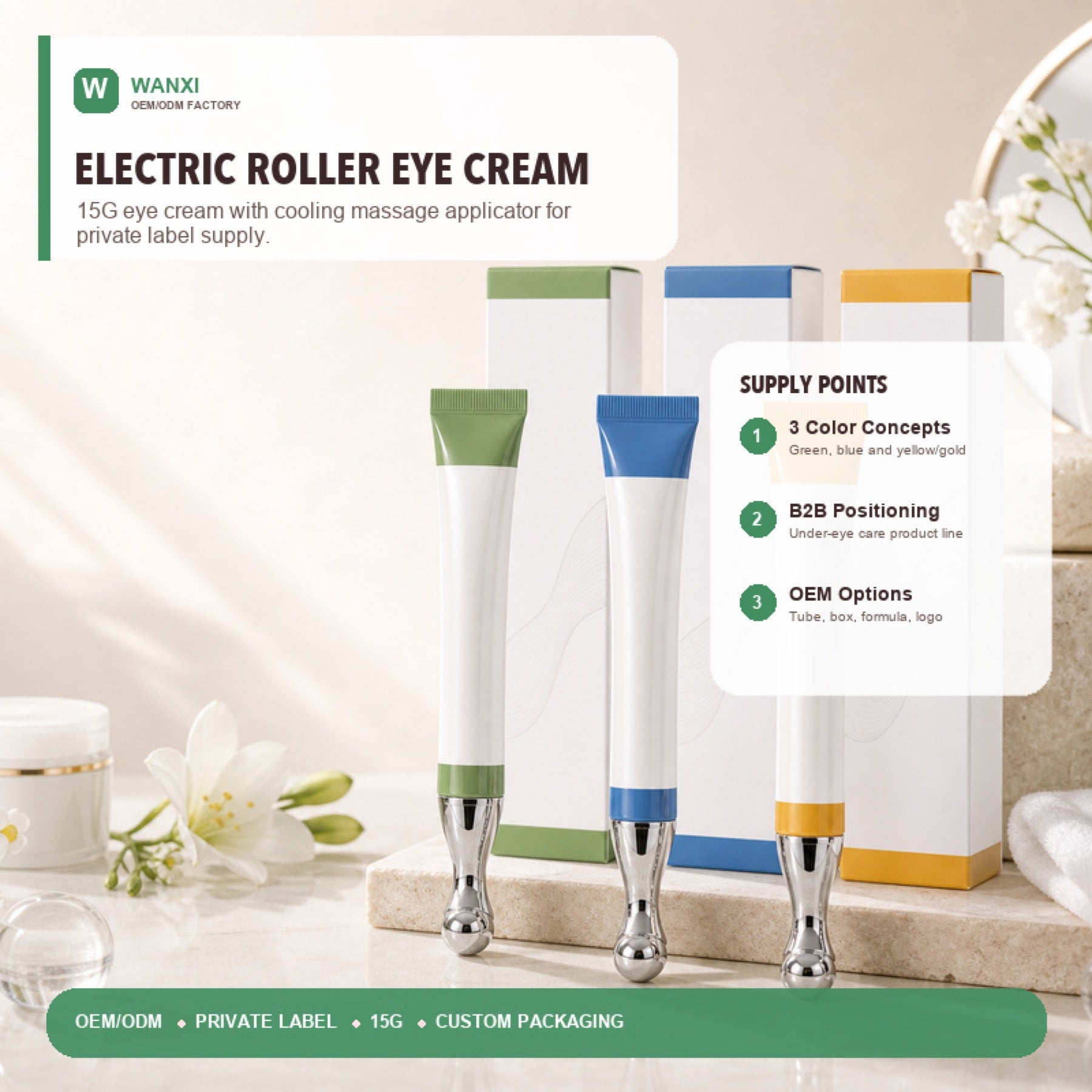 WANXI electric massager eye cream private label product